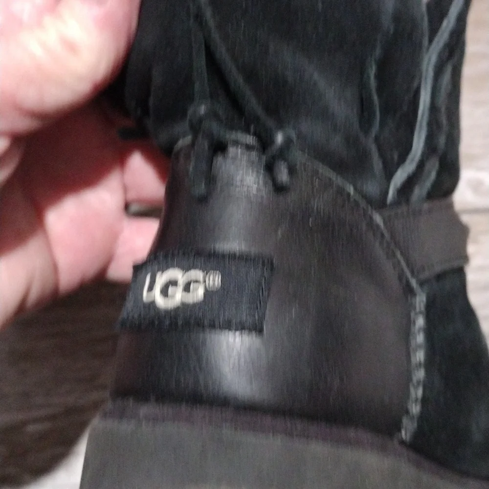 UGG womens black shearling ankle boots. Size 1